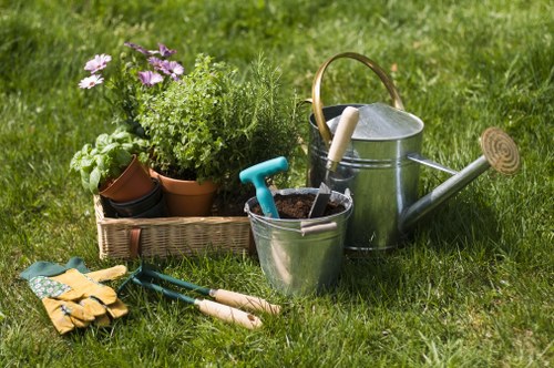 Garden design principles with balanced hardscaping and softscaping elements